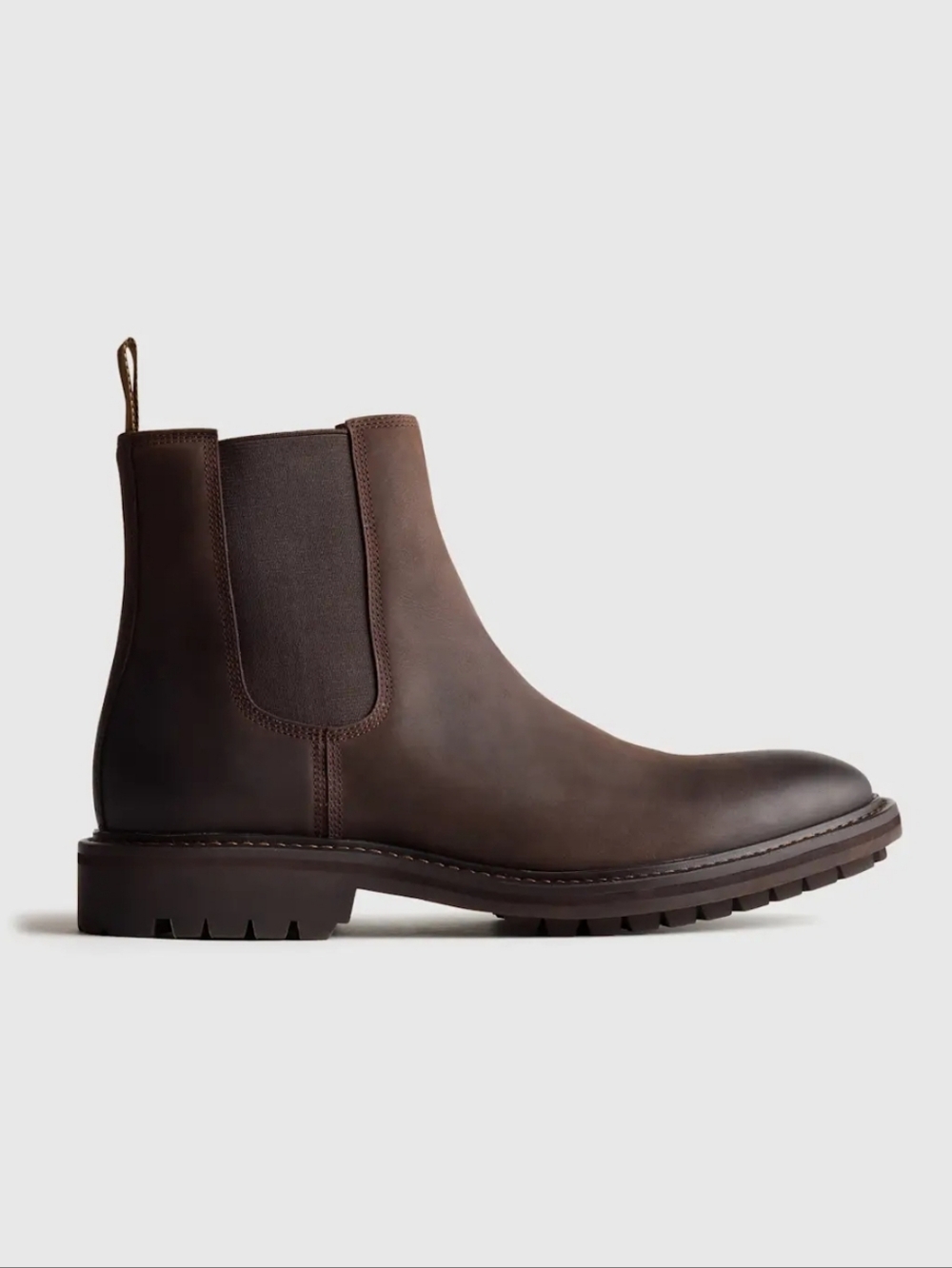 NWT Quince Rugged Leather Chelsea Boots Lug Sole Brown Brunette Mens 11